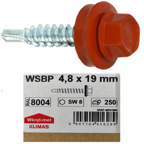 Wkręty farmerskie zszywki 4,8x19 RAL 8004