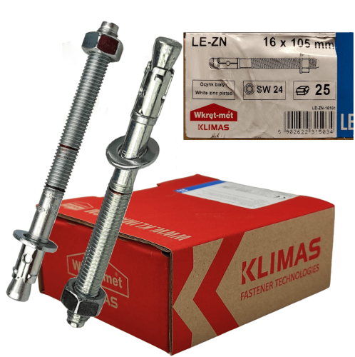 Kotwy mechaniczne do betonu 16x105mm LE-ZN