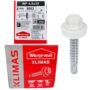 Wkręty farmerskie do metalu 4.8x35 250szt RAL 9003