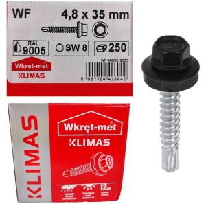 Wkręty farmerskie do metalu 4.8x35 250szt RAL 9005