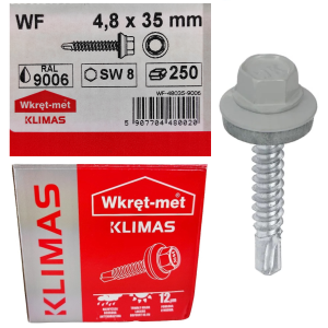 Wkręty farmerskie do metalu 4.8x35 250szt RAL 9006
