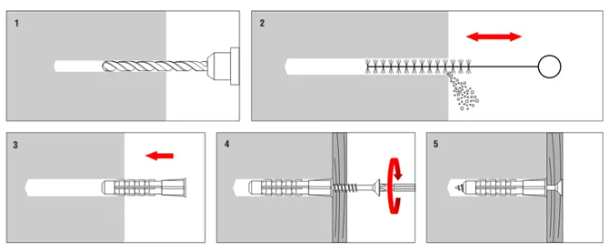 Sposób montażu kołków uniwersalnych