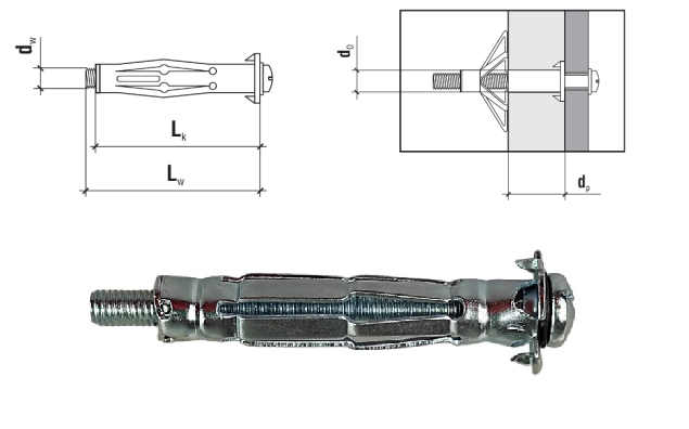 Kołki stalowe typu MOLLY