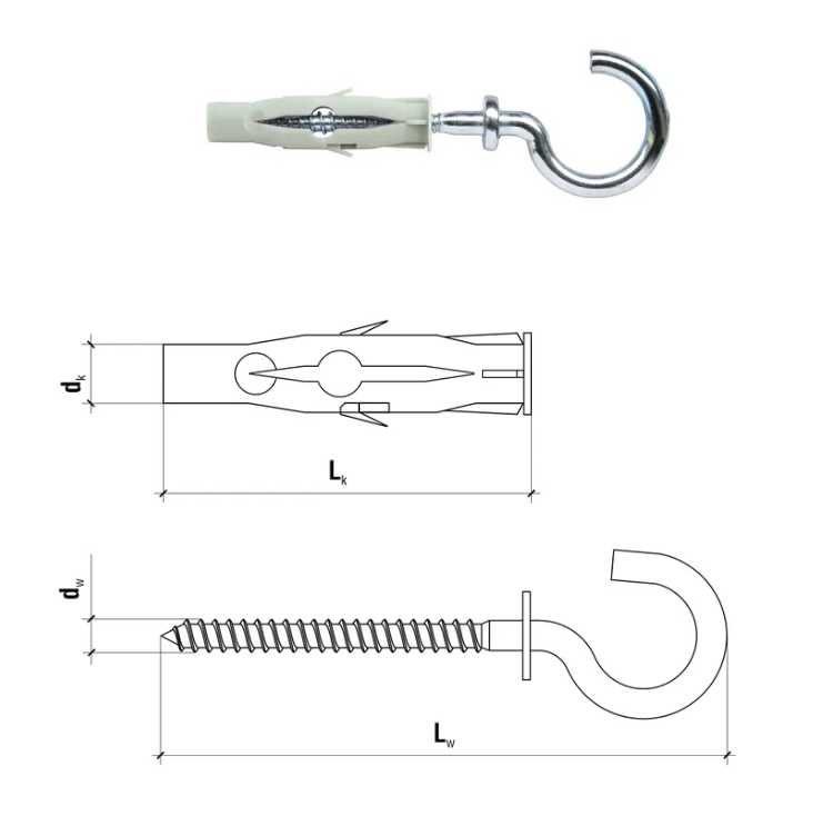 Kołek z hakiem półpełnym