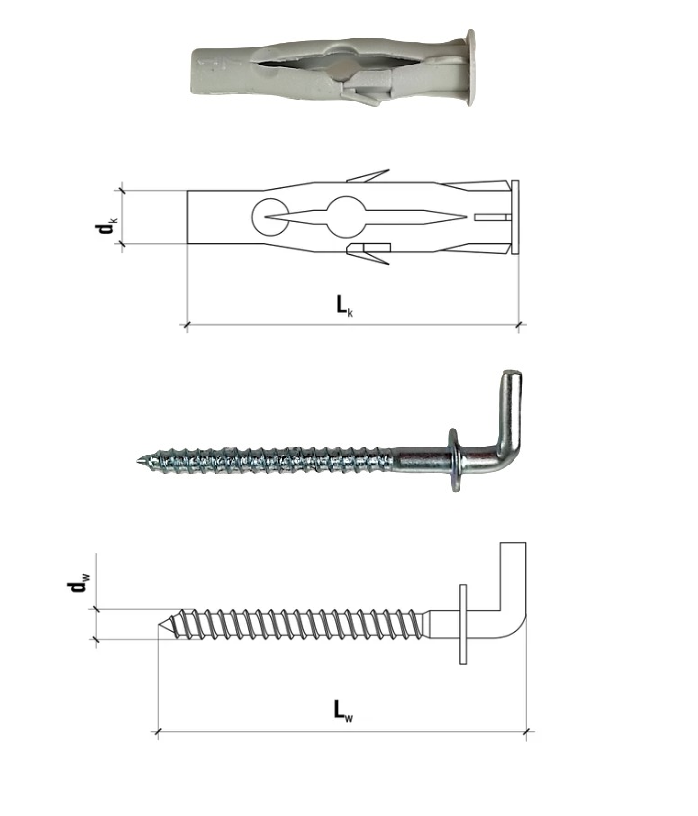 Kołek z hakiem prostym