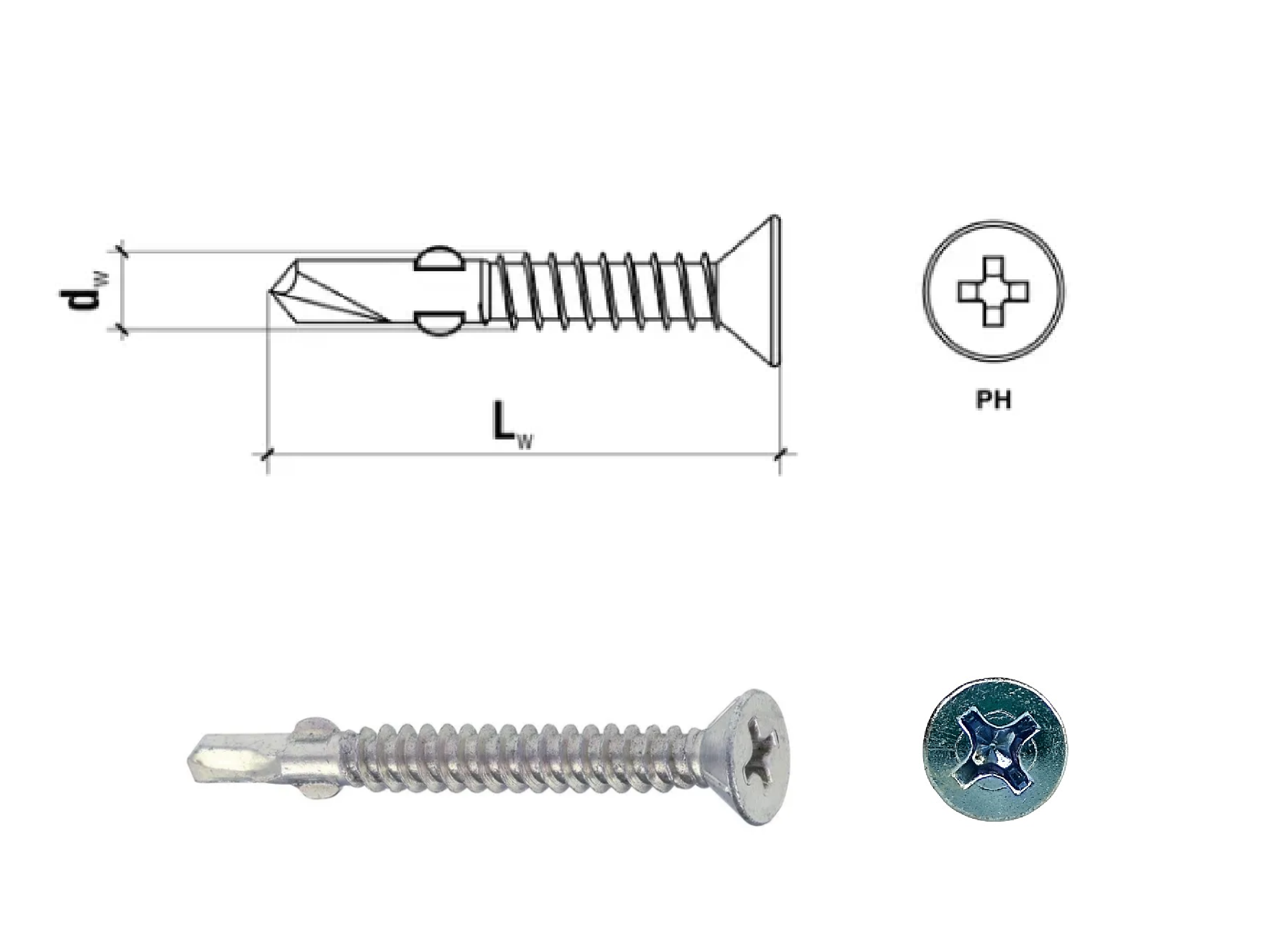 Wkręty samowiercące łeb stożkowy